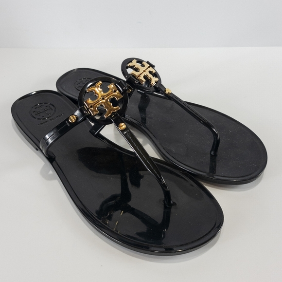 Tory Burch Mini Miller Jelly Flat Thong Sandals Black -7 - Picture 5 of 8